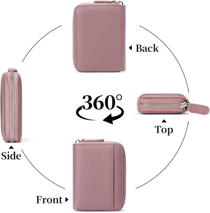 SENDEFN RFID Credit Card Holder for Women Small Leather Zipper Card Case Wallet 15 Slots - Image 2